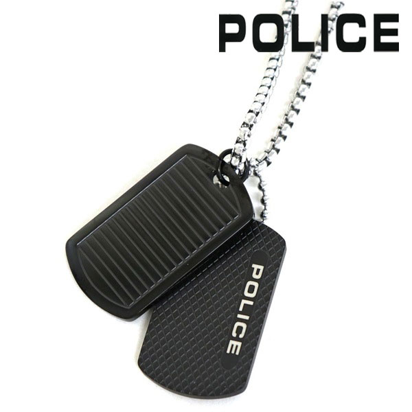 ��0���դ����� �ݥꥹ �ͥå��쥹 ��� ������ POLICE ���������꡼ DOUBLETAG ����С� �֥�å� GN0042001 ������̵������