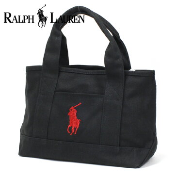 ポロ ラルフローレン ミニトートバッグ レディース メンズ スモールサイズ POLO RALPH LAUREN キャンバス ブラック レッド 959033A BLACK RED 【送料無料】 Mother'sDay2020