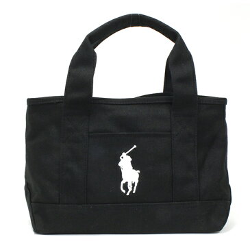 ポロ ラルフローレン ミニトートバッグ レディース メンズ スモールサイズ POLO RALPH LAUREN キャンバス ブラック ホワイト 959061A BLACK WHITE 【送料無料】 Mother'sDay2020