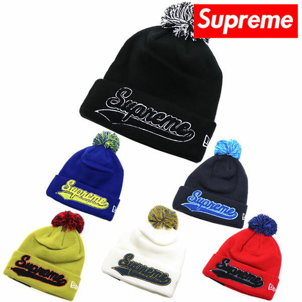 シュプリーム ニット帽 レディース メンズ Supreme Knit Hat ニットキャップ 帽子 New Era Chenille Script Bea ブラック レッド ホワイト グリーンネイビー ブルー FW16BN36 【送料無料♪】 ギフトラッピング無料