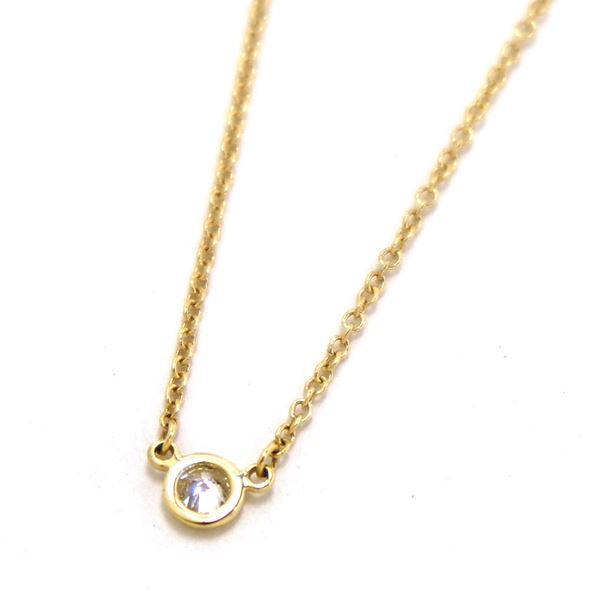 MKcollectionのティファニー ネックレス レディース TIFFANY アクセサリー ジュエリー バイヤザード　シングルダイヤモンド　ペンダント 18K イエローゴールド、ダイヤモンド 10769248 【送料無料♪】｜アングル2