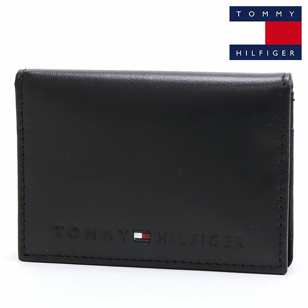 トミーヒルフィガー 名刺入れ（メンズ） 【お買い物マラソンセール開催中】トミーヒルフィガー カードケース メンズ TOMMY HILFIGER card case 名刺入れ ブラック 31TL20X014 001 【送料無料♪】 ギフトラッピング無料