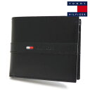 トミーヒルフィガー 財布 二つ折り メンズ 小銭入れ付き TOMMY HILFIGER Wallet ブラック 31TL25X001 001 【送料無料♪】 ギフトラッピング無料