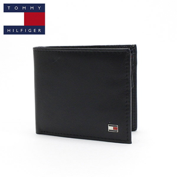 【スプリングセール開催中】トミーヒルフィガー 財布 二つ折り 小銭入れ付き メンズ TOMMY HILFIGER Wallet ブラック 31TL25X003 001 【送料無料♪】 ギフトラッピング無料 ギフト プレゼント 男性 女性 誕生日