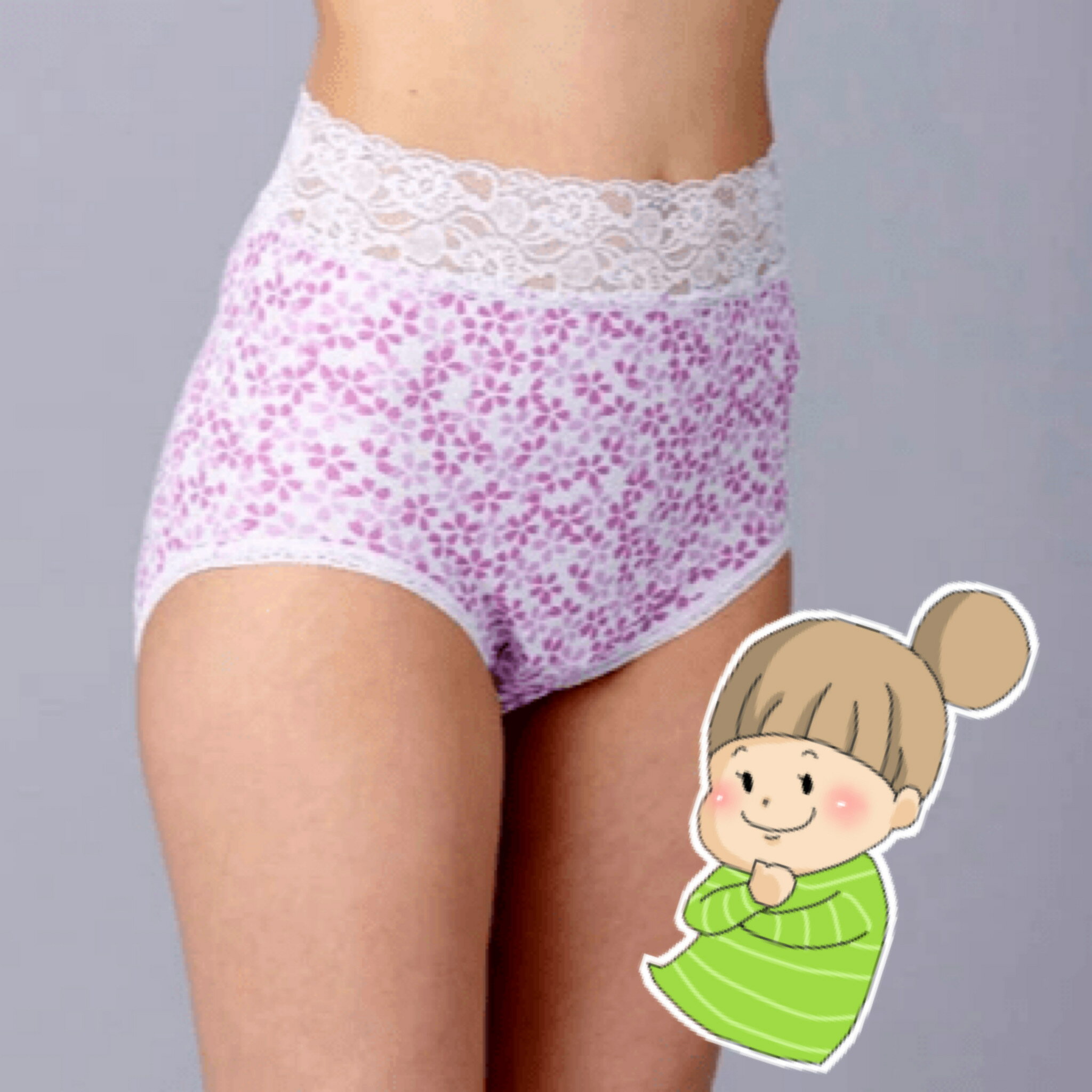 桜柄の失禁パンツ（同サイズ2枚組）可愛いパンツ　60cc レース仕上げ　失禁パンツに見えない 体調不良　妊娠　30歳　40歳