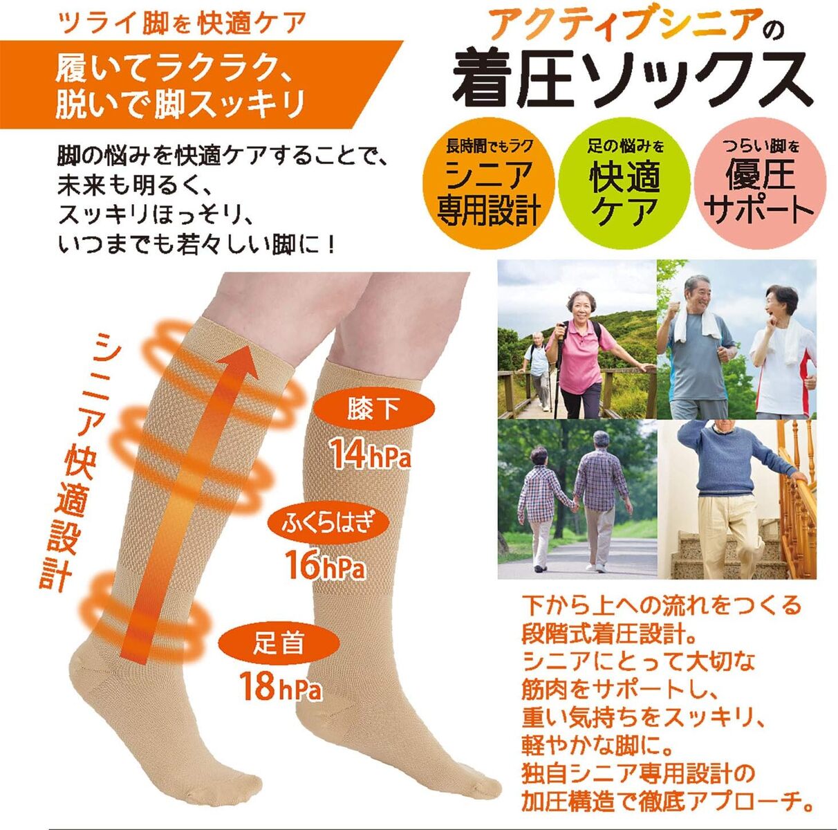 ラクラク歩行シリーズ【アクティブシニアの着圧ソ...の紹介画像3