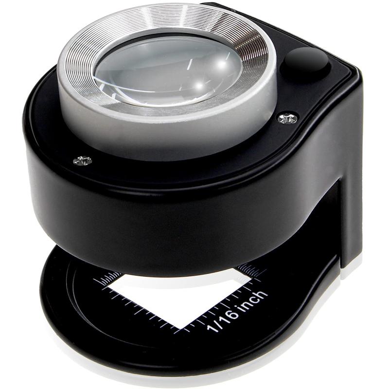 PhoenixLoupe LED 縞見ルーペ リネンテスター スタンドルーペ【倍率30倍】繊維の糸目の測定／2種類のめもり(0.5mm・1/16インチ単位) ／専用ケース付き長期45日間拡大鏡 ルーペ