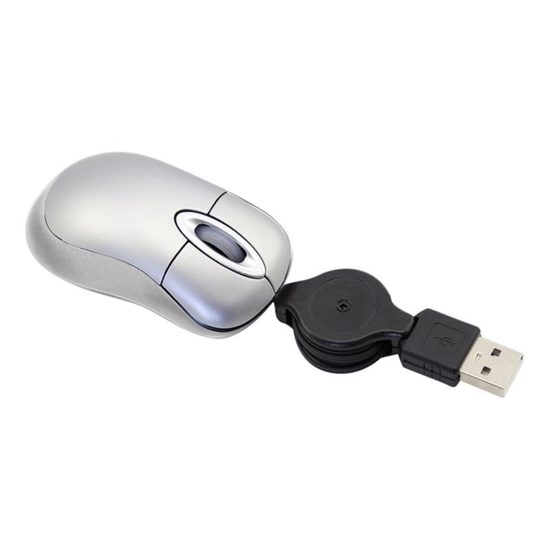 DIWOSHE 超小型マウス USB有線 3ボタン 格納式 伸縮マウス ケーブル収納型 巻き取り式 光学式 小型 軽量 ミニ Sサイズ リール付き 小さい 子供 携帯用 PC/ノートパソコン/コンピューターMacに対応(2.0)