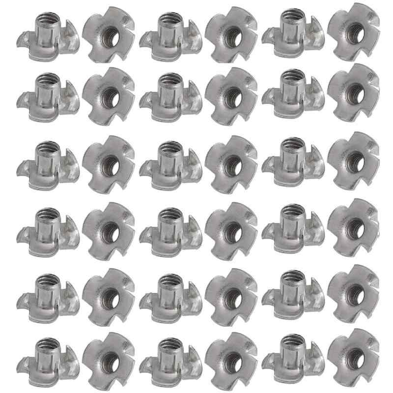 Bestgle 四爪ナット Tナット爪付きTナット100個入りm6ナット爪付きナット 亜鉛メッキナット ブラインドインサート 爪付き Tナット クライミングホールド 木壁取り付け用 爪付きナット 木工用