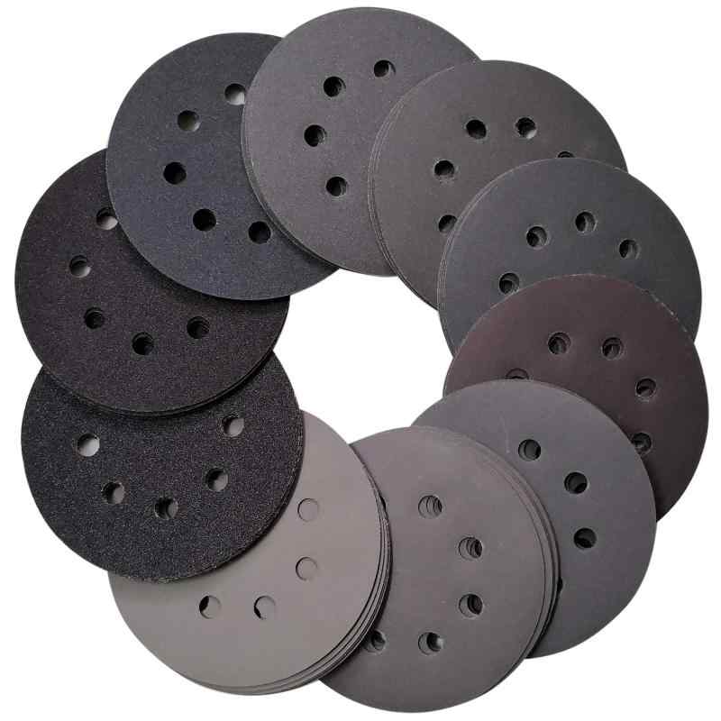 Aewio 耐久 サンドペーパー 丸型 8穴あき サンダー用 紙やすり 50枚セット10タイプ