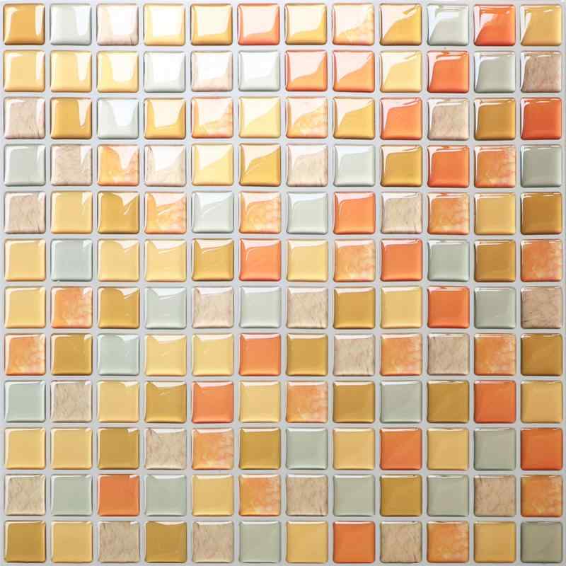 APSOONSELL 3D モザイクタイルシール【4枚】 キッチン 洗面所 浴室 壁紙 タイルステッカー DIY 現代芸術 おしゃれ 防水 タイル風シール