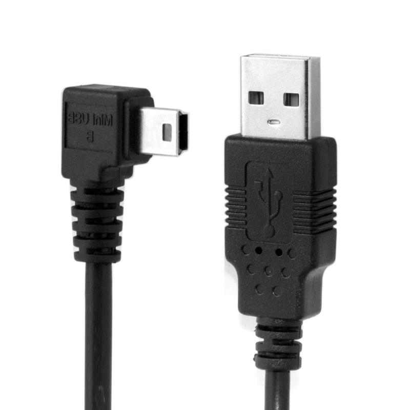 SHARP - CY 5m 3m 1.8m 0.5mミニUSB Bタイプ5ピンオス - USB 2.0オスデータケーブル、フェライト直角左斜め上向き、斜め下向き90度ブラック（1.8m、直角）