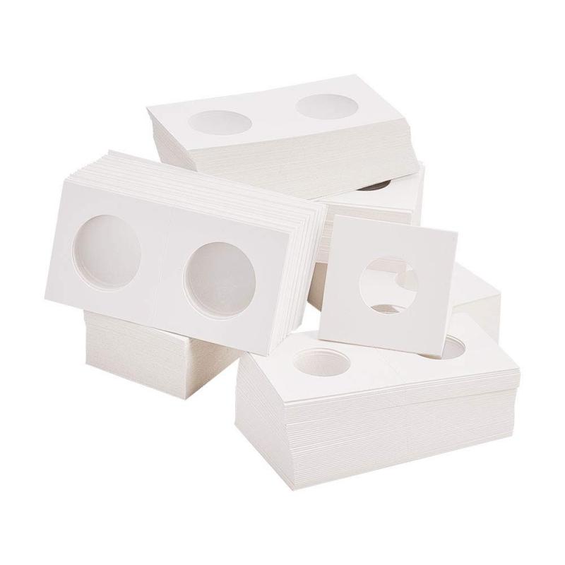 PH PandaHall 約300個 6種 白いボール紙 紙製コインホルダー収納コインケース 透明 記念コイン収納カード コイン収納用品 小分け丸ケース コイン保存用 コインコレクション容器 DIY用 手芸用品