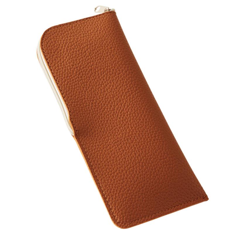 乐天商城 - メガネケース 薄型 ソフト スリム ジップ開閉 おしゃれ フェイクレザー 上質 シボ柄生地 メンズ レディース セミハードケース