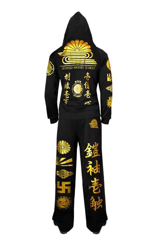 Rakuten - [BLOOD MONEY TOKYO] (ブラッドマネートーキョー) 12032黒×金 セットアップジャージ 上下 和柄 漢字 服 菊 ヤクザ やくざ オラオラ系 悪羅悪羅系 ヤンキー チンピラ ちょい悪 チョイワル