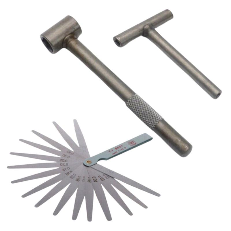 TIGRE BLANC アジャストレンチ シックネスゲージ 3点 セット バルブクリアランス タペット 調整工具 オートバイ エンジン 修理