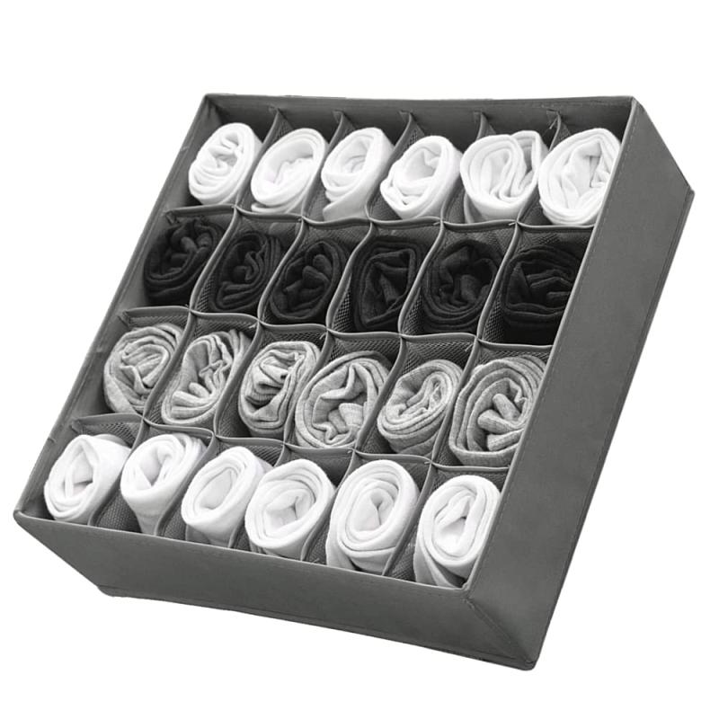 HCTian 靴下収納ボックス 下着収納ボックス 折り畳み 24マス 引き出し仕切り オーガナイザー 収納ケース クローゼット 衣類 ソックス スカーフ ネクタイ 下着 靴下 小物収納 防塵 防湿 通気 省