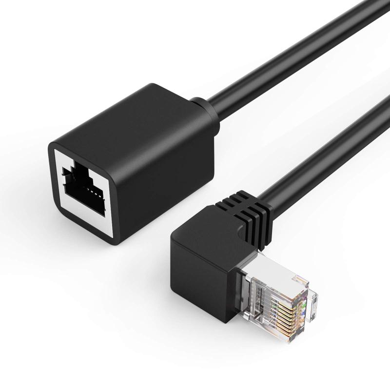 乐天商城 - CableCreation Cat6シールド付き延長ケーブル ダウン角型 FTP Cat6イーサネットコードパッチケーブル 金メッキ オス-メス 0.5m ブラック