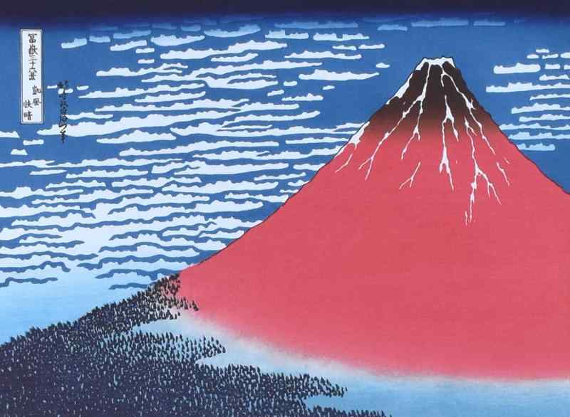 晴れの街ギャラリー 掛け軸 タペストリー 富嶽三十六景 凱風快晴 葛飾北斎 赤富士 ...