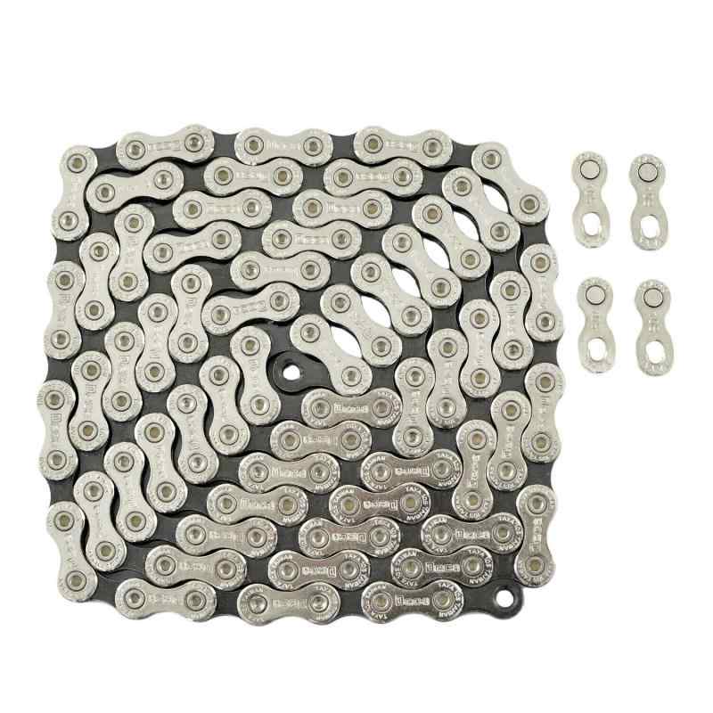 Rakuten - TAYA DECA-101 10 Speed Chain 120 Link w/Connector Link, Silver/Black, TA2581