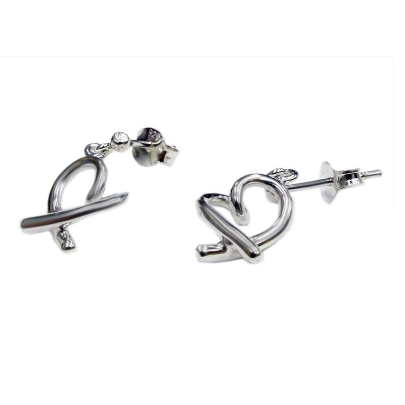 【STERLING SILVER 925】シルバー ハート メンズ レディース スタイリッシュ ピアス ;AMTHK-016