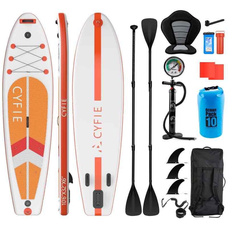 Rakuten - CYFIE サップボード SUP インフレータブル スタンドアップ 長320cm 幅81cm 厚15cm パドルボード 両用パドル カヤックシート付 パドルボード 初心者 supセット 安定性 サップ釣り ヨガ 耐荷重量150kg