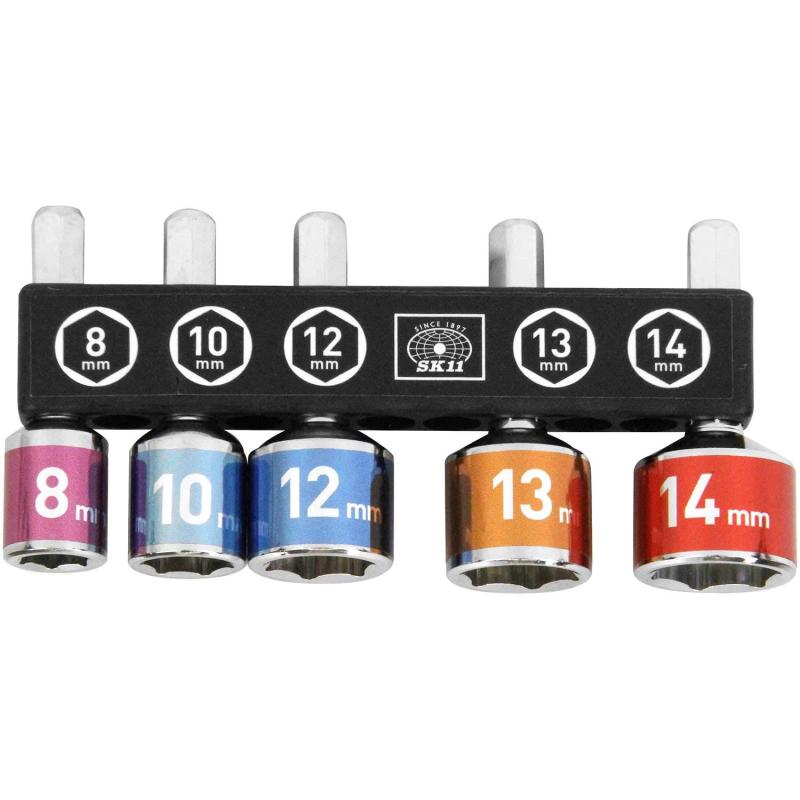 Rakuten - SK11(エスケー11) ソケットセット5本組 超短ショート 全長45mm 5本組 8/10/12/13/14mm SCSS-5