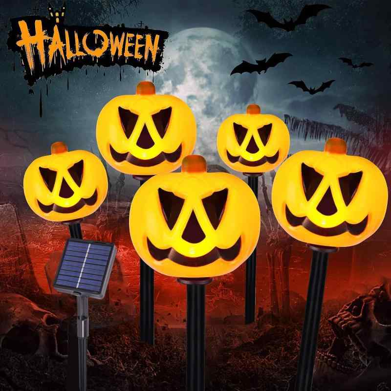 ガーデンライト ハロウィーン ソーラーライト ハロウィン 飾り ライト カボチャ 装飾 5個セット 太陽光発電 自動点灯 消灯 防水 室内 屋外 イベント 雰囲気作り ウォームホワイト