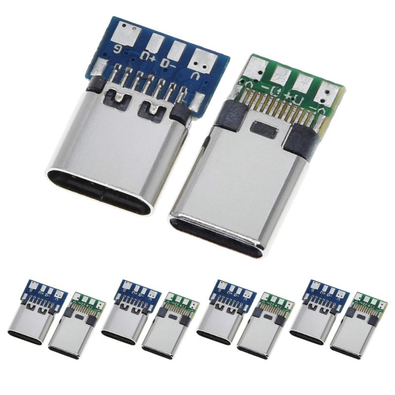 ANMBEST 10Set USB3.1タイプCオスコネクタ24ピン溶接データラインインターフェイス24P PCBボードサポー..