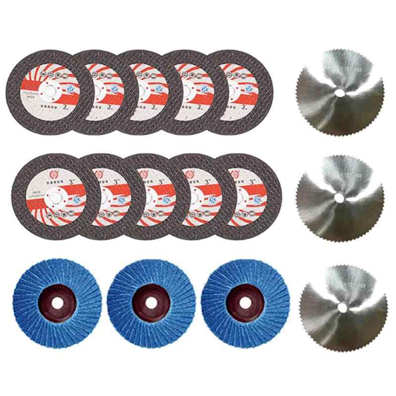 Rakuten - Bumdenuu 12Vミニアングルグラインダー用16個75X10MmアングルグラインディングホイールセットウッドメタルカッティングディスクHSSカーバイド研磨シート