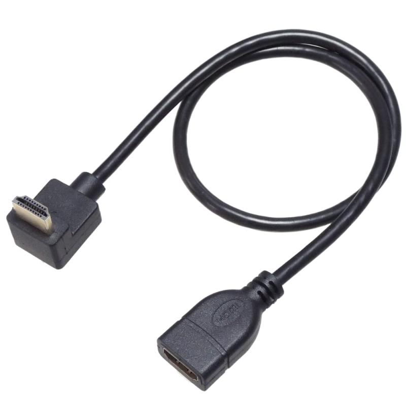 Hdmi Cable - KAUMO HDMIケーブル L字型 延長 中継 50cm オス/メス ハイスピード 2K 4K 3D HIGH SPEED イーサーネット対応 金めっき端子