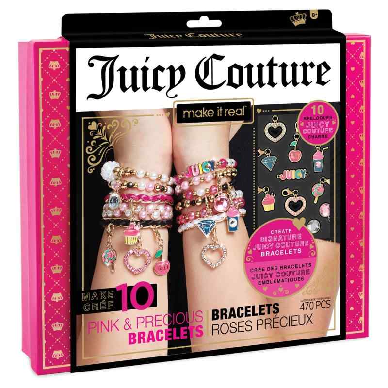 Make It Real - Juicy Couture ピンクとプレシャスブレスレット - ビーズ付きDIYチャームブレスレットキット トゥイーンジュエリー製作用 - 女の子向けジュエリー製作キット