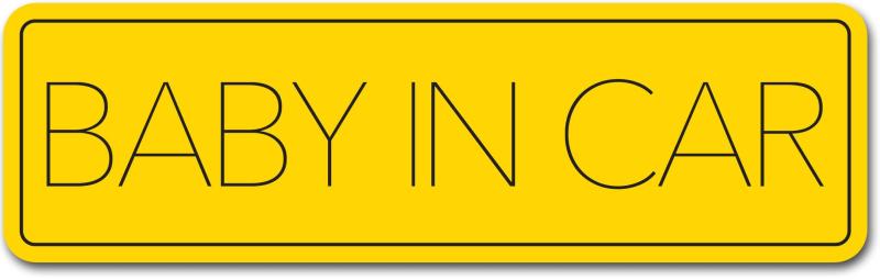 ベビーインカー マグネット ステッカー【 横長シンプルデザイン 】Baby in car 赤ちゃん乗っています Baby On Board サイン イエロー