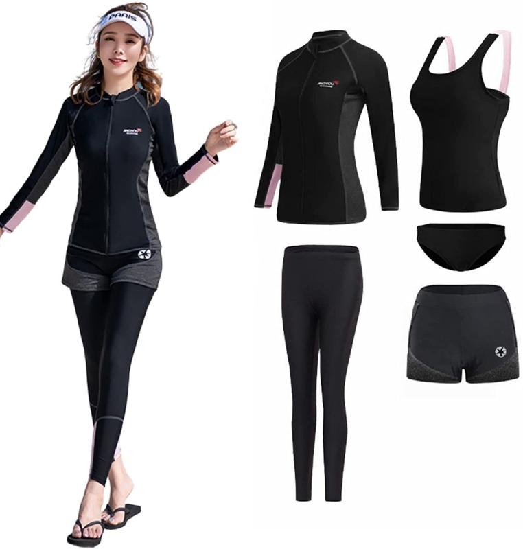 [VmanKu] フィットネス水着 レディース 水着 5点セット 長袖...(3.0)