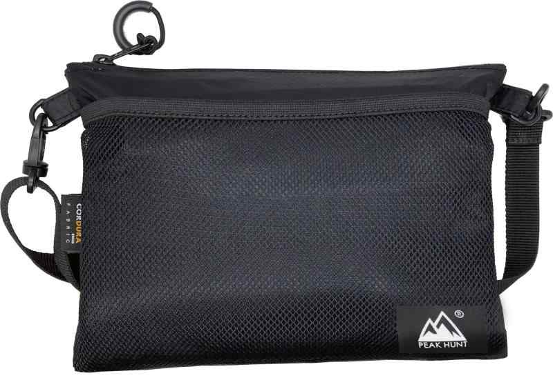 乐天商城 - 【改訂版】サコッシュ 小さめ 撥水 防水 超軽量 メンズ レディース 登山 トラベル ハイキング 旅行 黒 PEAKHUNT(ピークハント）