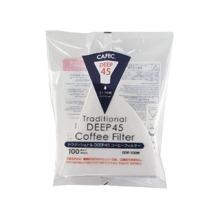 ディープドリッパー専用 DDF-100W トラディショナルDEEP 45 コーヒーフィルター〈3〜7杯用〉100枚入 ホワイト CAFEC カフェク MADE IN JAPAN