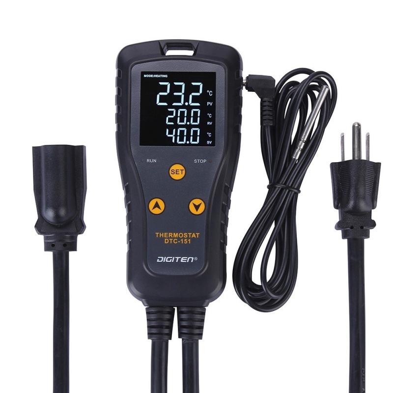 DIGITEN温度コントローラーDTC151デジタルサーモスタットアウトレットプラグイン温度コントローラー110V15A爬虫類サーモスタット温室温度コントローラー自家醸造水族館ヒーター用暖房冷却🐊【理想的な温度制御】温度コントローラーは、-40〜248ºFの制御範囲内で希望の温度を調整および維持できます。 温度を確実に追跡するためのセンサープローブが付属しています。🍻【プラグアンドプレイ】3つのボタンで簡単に使用習慣に応じて華氏/摂氏間の温度を設定できます。🌱【便利なデザイン】イルミネーションLEDディスプレイは、暗闇でも読みやすく、プログラムも簡単です。 また、温度コントローラーを壁やフックに掛けて、コードを絡まなくすっきりさせることができます。🐠【安全で信頼性の高い】温度コントローラーは高温および低温アラームをサポートしており、温度範囲を超える影響からターゲットを保護するのに非常に役立ちます。 温度とコンプレッサーの遅延をカスタマイズして、冷凍装置を保護します。🍄【用途】：温室、マッシュルームハウス、爬虫類飼育、ペット給餌、ワインセラー、シガーストレージ、自家醸造、種子発芽、発酵、ベビールーム、屋根裏ファン、湿地冷却器、蒸発冷却器、スペースヒーター、壁パネルヒーター、 電気暖炉ヒーター、ガレージなど。
