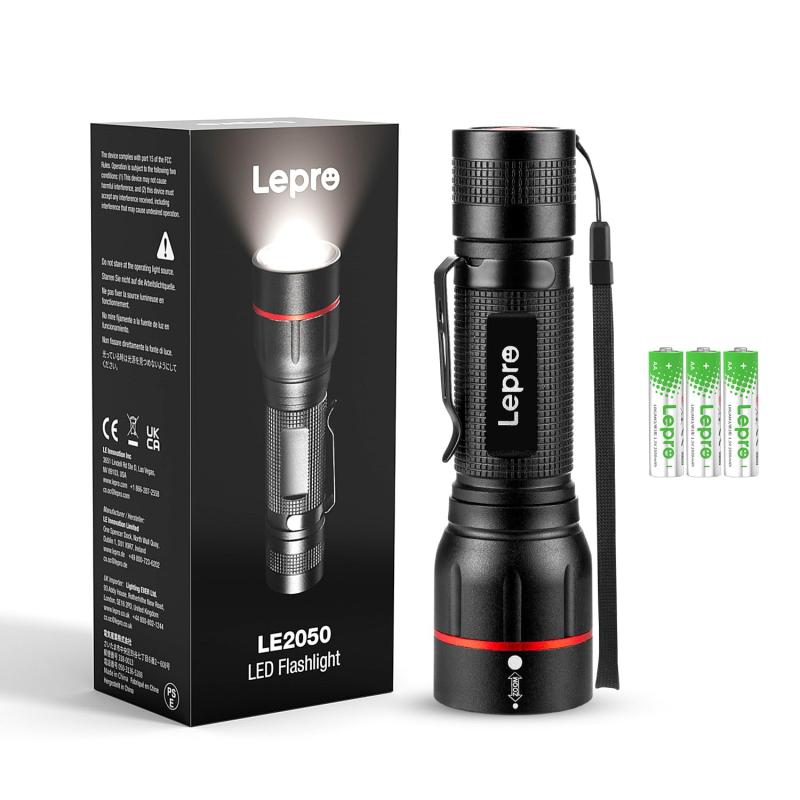 樂天商城 - Lepro LED懐中電灯 フラッシュライト ハンディライト 強力 軍用 【LE2050/高輝度/単四電池対応/ズーム式/5つ点灯モード/防滴/クリップ付き】電池式 防災 停電対策 緊急用 新型 軽量 キャンプ 登