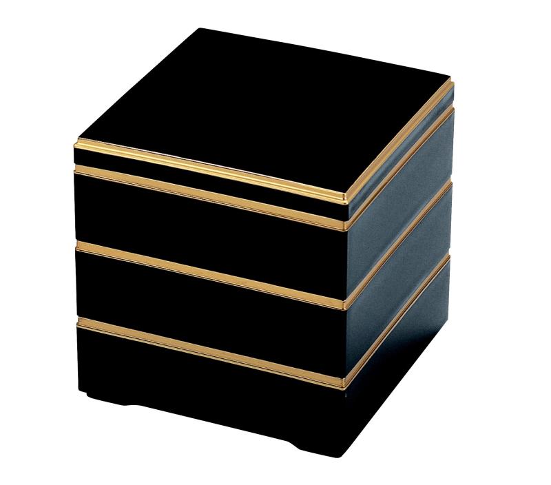 Rakuten - 若泉漆器 3段重箱 校倉重 黒金渕 (内黒) 8寸 H-158-40-A