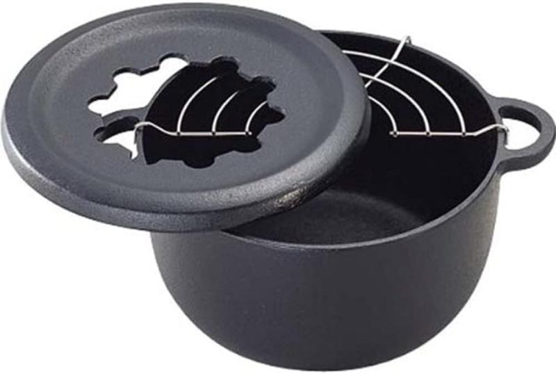 岩鋳 Iwachu フォンデュ兼用ミニ天ぷら鍋 黒焼付 内径17cm 南部鉄器 25011 黒サイズ(cm):22×17×(H)10.5　内径17cm　深さ8.7cm材質:鋳鉄（黒焼付加工）原産国：日本