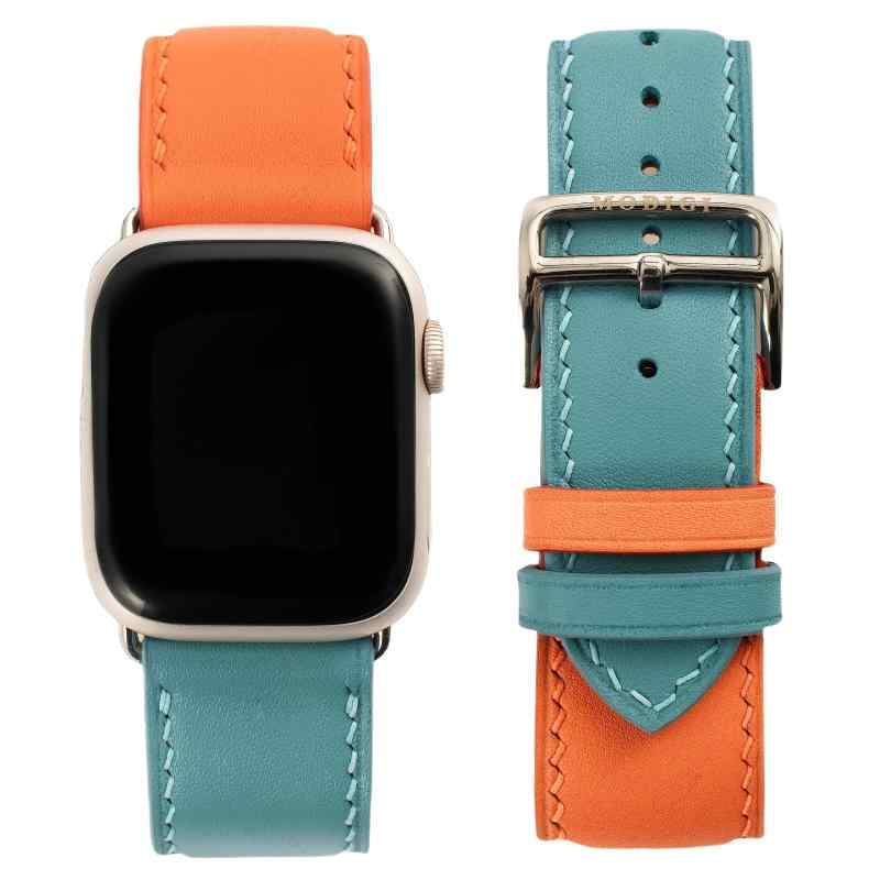 [MODIGI] コンパチブル アップルウォッチ バンド レザー Apple Watch用 ベルト 本革 高級 手作り Veau Swift皮 40mm 41mm 42mm 44mm 45mm 46mm 49mm Apple Watch Ultra 1/2/3 SE 1/2/3 シリーズ11 10 9 8 7 6 5 4 対応高級なVeau Swift（ヴォースイフト）を使用して丁寧に作られています。柔らかく耐久性のあるこの素材は、洗練された質感と美しい仕上がりを提供し、Apple Watchに上質な魅力を加えます。すべてのApple Watchシリーズに対応するよう設計されており、どのモデルをお持ちの方でも完璧にフィットします。ZERMATT（ツェルマット)世界最高峰の防水・防染性能をもつ本革です。その性能は高く評価され、ハイブランドでも使用されている皮革です。バンドの長さ：12.8cmx7cm、手首フィット: 15cm-21cm.金具とバンドには1年間のが付いています。 問題がございましたらお問い合わせください。 24時間以内に返信します。