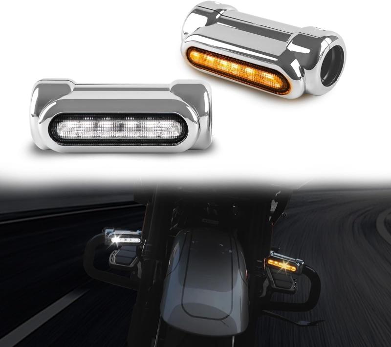 乐天商城 - Largoods バイク用 ヘッドライト LED ハイウェイバーライト バイク用 シグナルドライブライト LED ポジションランプ 信号光 バンパ— パイプに取り付ける 12V/24V 高輝度 低消耗 ホワイト/アンバ