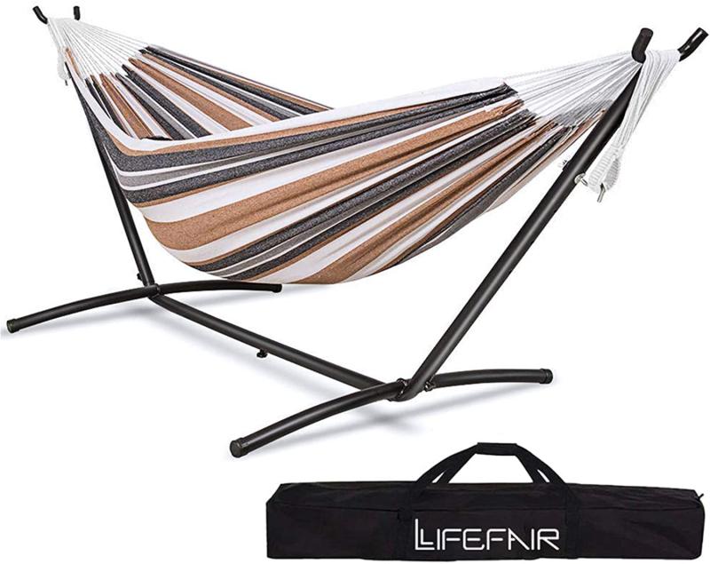 LifeFair ハンモック 自立式スタンドセット ダブルサイズ 室内 室外 兼用 収納バッグ付き耐荷重300kg 2