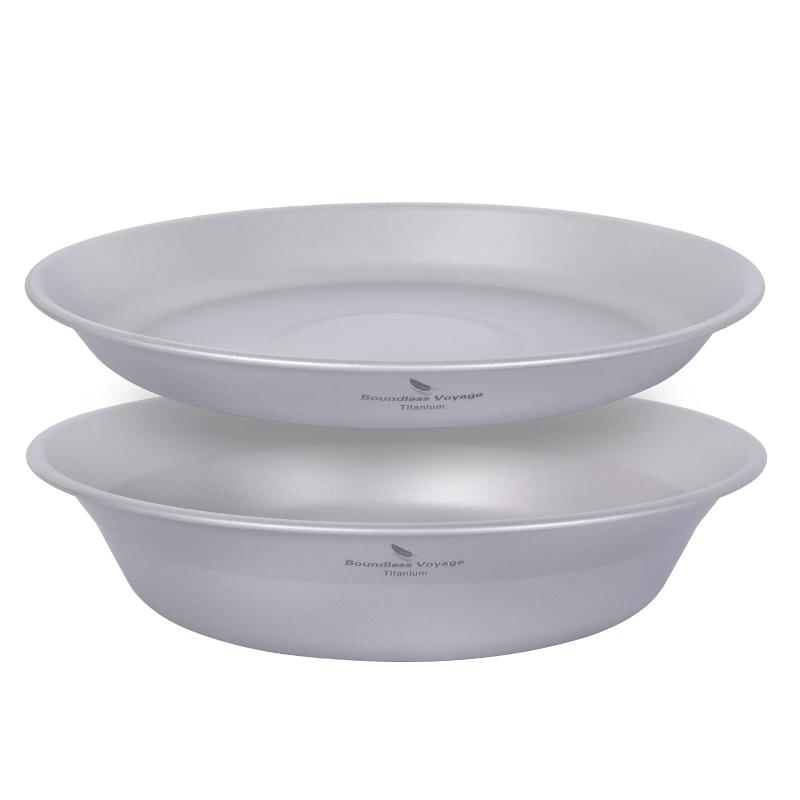 Boundless Voyage チタン皿 鉢 テーブルウェアー ラウンド プレート ボウル チタン 食器 割れない 錆びない 軽量 純チタン製 食洗機対応 自宅 アウトドア キャンプ メッシュ収納バッグ付き