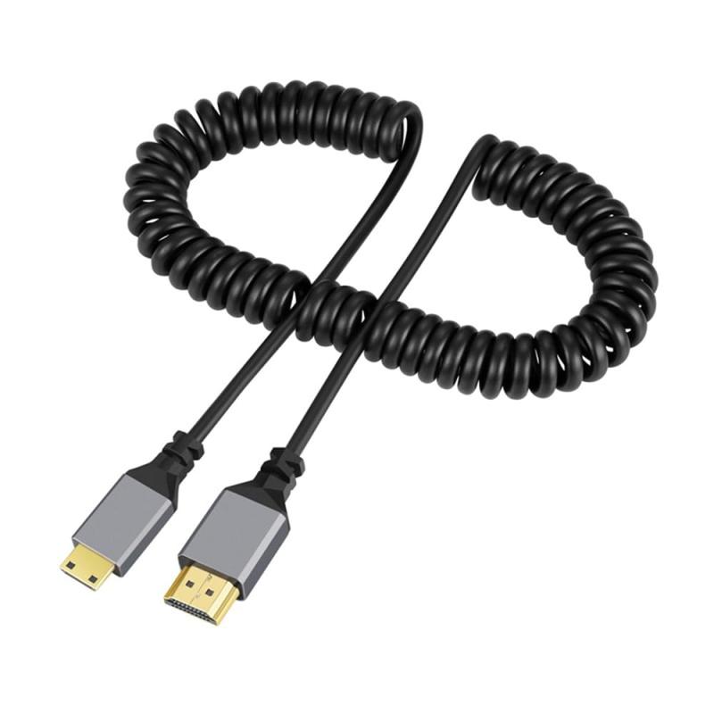 xiwai HDMI2.0 to HDMI2.0、MINI HDMI 2.0 to HDMI、MICRO HDMI 2.0 to HDMI 2.0 オス - オス 4K ストレッチ コイルケーブル 角度付き HDTV コンピューター用