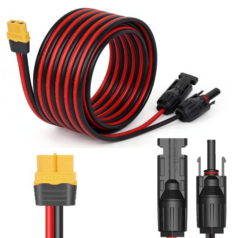 MC4 ソーラーケーブル XT60 変換アダプター 3M 2M 12AWG 太極線 ソーラー充電ケーブルMC4 XT60ポート 最大 30A 対応 ポータブル電源/ソーラーパネル/ソーラー発電機用