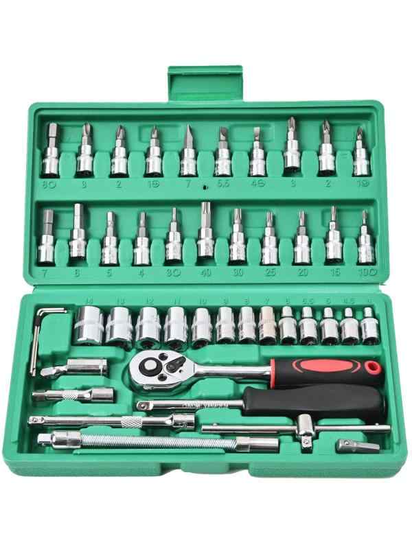 Rikopin(リコピン) ソケットレンチセット 差込角6.3(1/4インチ)車レンチ スリーブ ラチェットレンチ 46 ソケットドライバー組み合わせ ツール