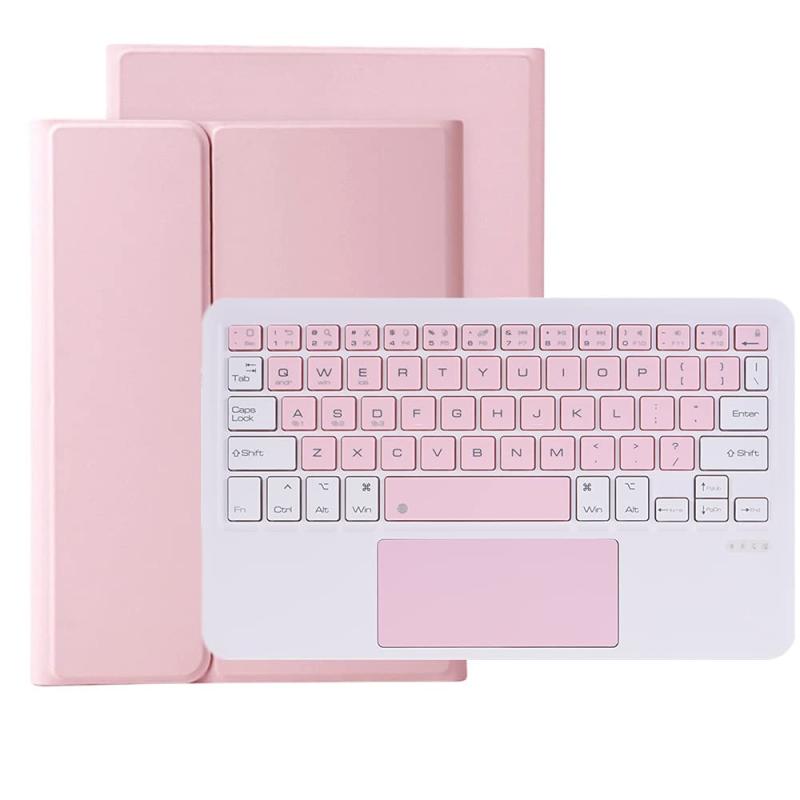 タッチパッド付き iPadPro11 Air3 Air4 10.2 9.7 用キーボード ケース かわいい スリム 薄型 軽量 カバー マグネット 脱着式 ペンシル収納 可愛い カワイイ レディース カラー 配色