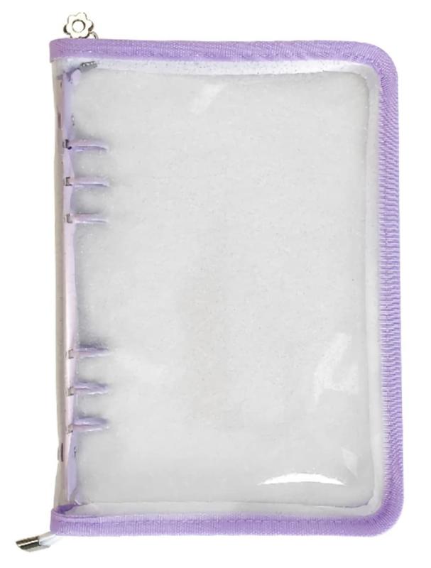 ［ドナリー］A5 A6 クリア ファイル バインダー ホルダー ミニ 6穴 ブロマイド ケース システム 手帳 リフィル ラメ入り 韓国 デコ ファスナー付き