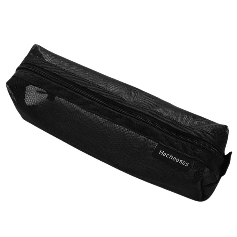 GRmkt ペンケース メッシュ 筆箱 シースルー 文房具 鉛筆 ファスナー ペンホルダー シンプル 整理 軽量 コンパクト 学生 ビジネス